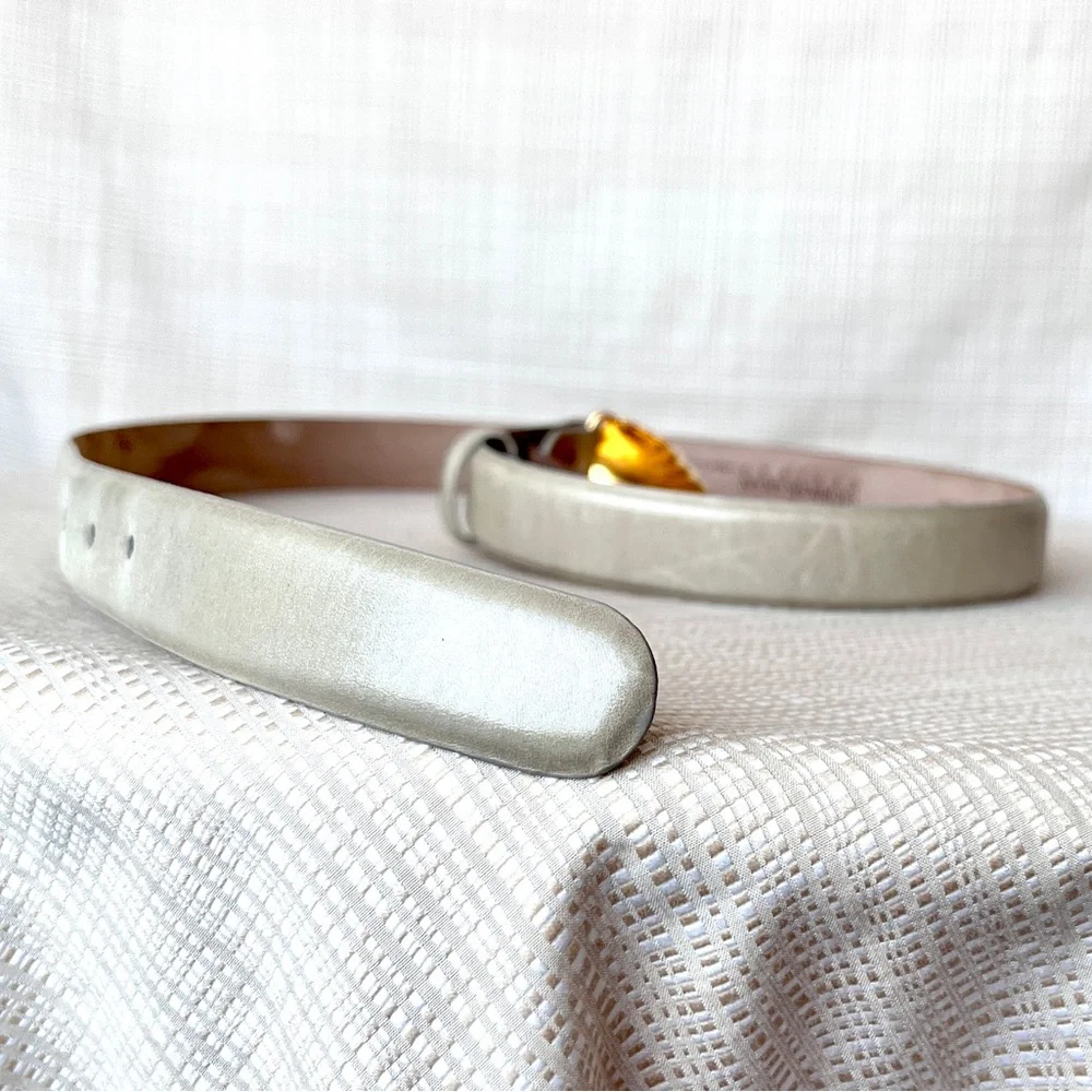 Vintage Rare Donna Karan Gold Shell Robert Lee Morris Buckle Leather Belt 90s